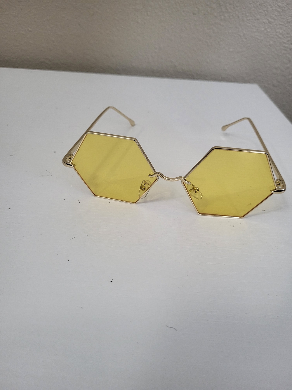 Yellow Hexagon Frame Sunglasses - Unbranded